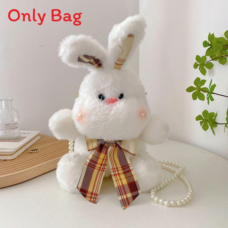 Cute Plush Bunny Mini Bag With Pearl Embellishments For Fashionable Women