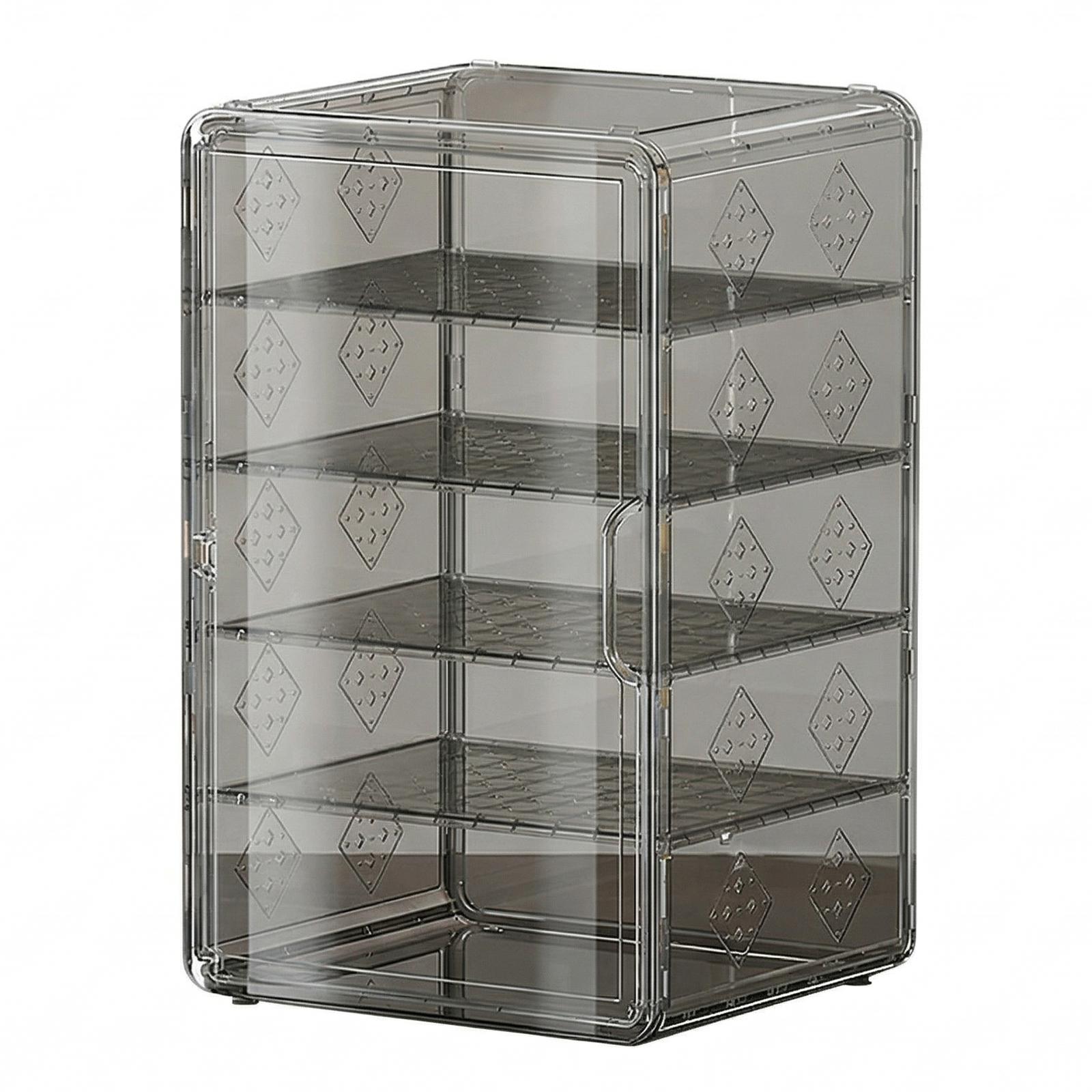 

Clear Plastic Stackable Storage Container with Magnetic Door 5-Tier Bread Box 16.93 X 10.63 X 9.45Inch for Pantry Countertop