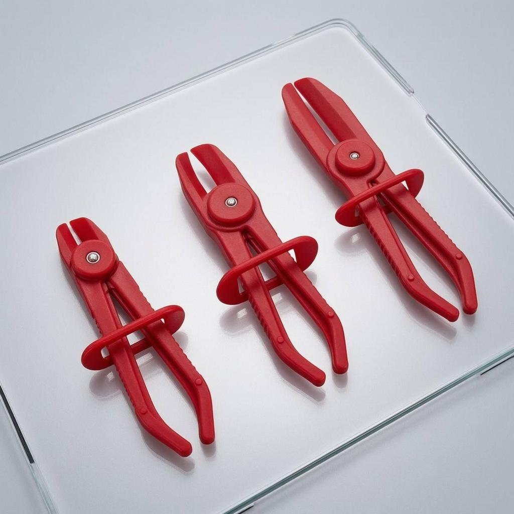 3 Pieces Petrol Line Clamp Pliers Ribbed Grip Hose Elongated Gripping Ends Automotive