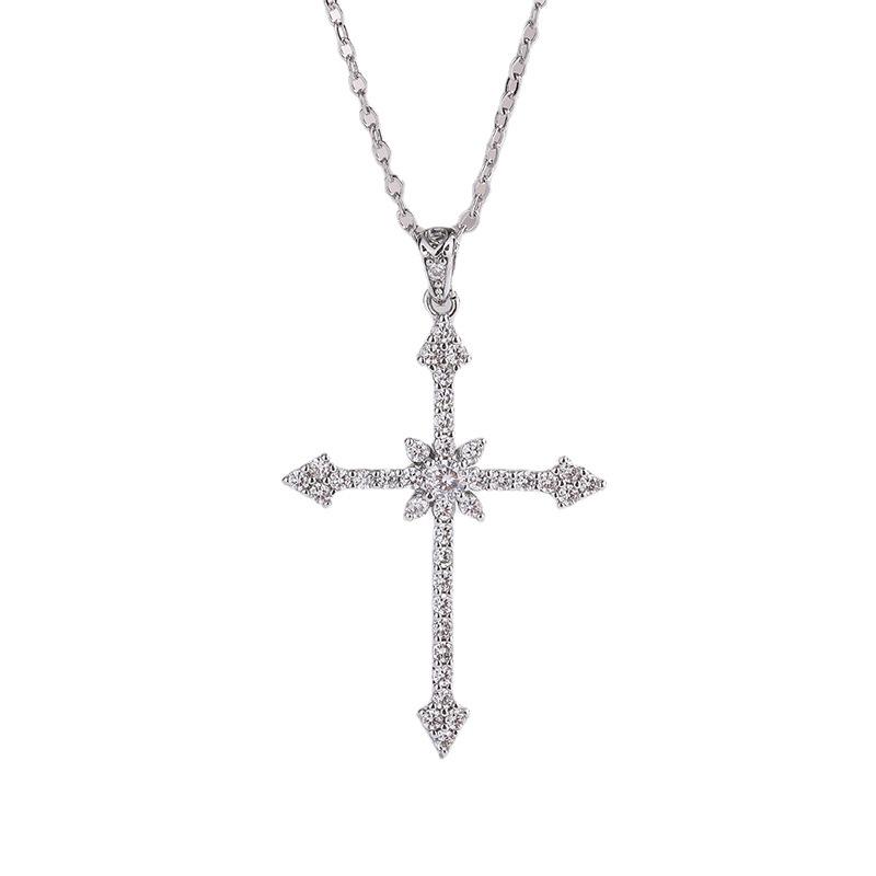 Women's Non-Fading Micro-Paved White Gold Cross Necklace - Christmas Gift Jewelry