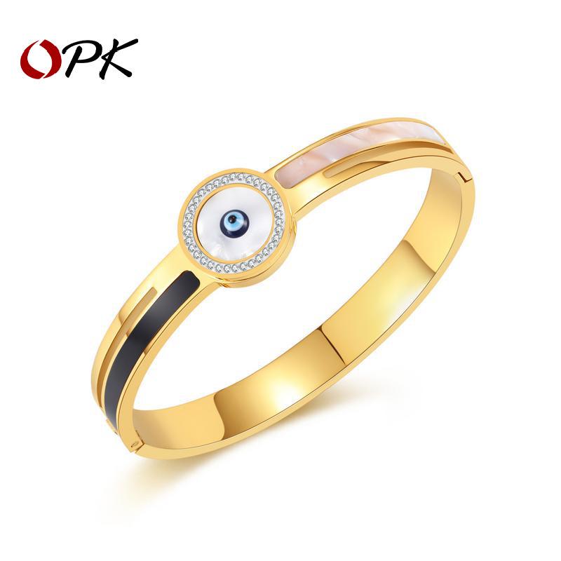 

OPK Jewelry Vintage Evil Eye Diamond-Set Stainless Steel Bangle