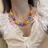Colorful Rainbow Necklace Pride Heart Beaded Necklace Elegant Collarbone Chain  Pride Month