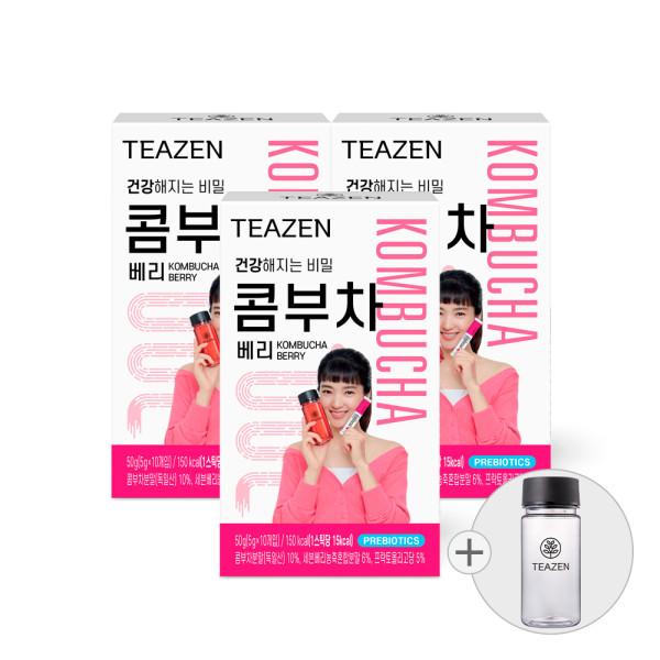Teazen Kombucha Berry 10 sticks x 3 boxes (bottle included), Korea Kombucha