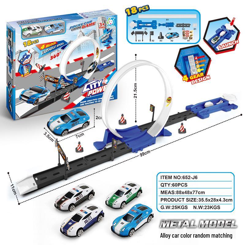 Boys' Metal Racing Toy Cars with Track Set