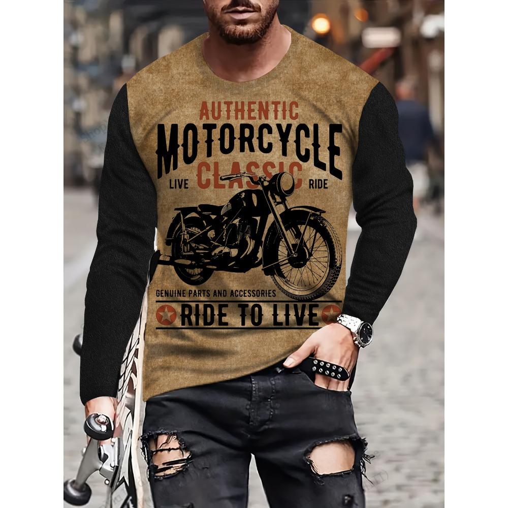 Мужская винтажная футболка с 3D-принтом для мужчин, модные футболки с длинным рукавом, дышащие топы для улицы, графические футболки, новые S