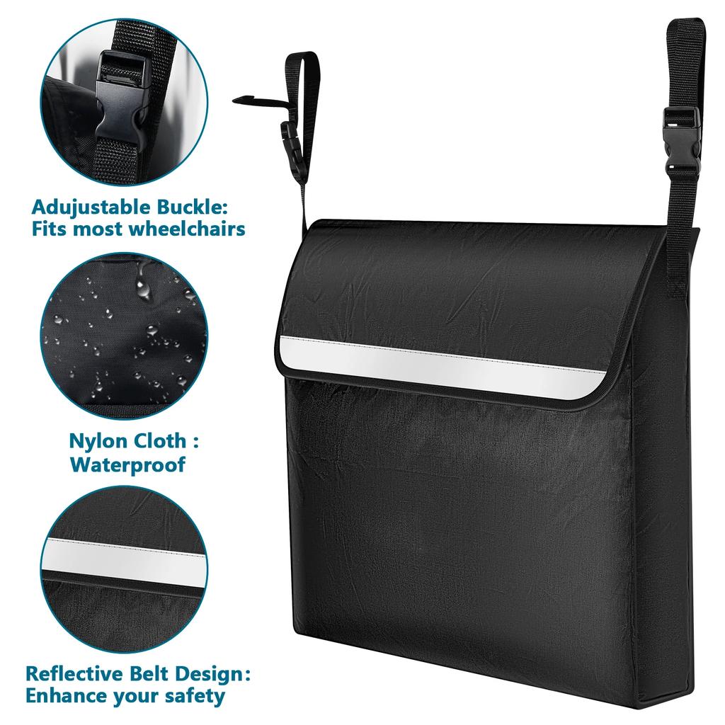 1/2Pcs Wheelchair Bag Waterproof Walker Storage Pouch with Reflective Strip Multifunctional Electric Wheel Chair Backpack Bag