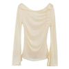 French Transparent Pleated Trumpet Sleeve Blouse - New Sweet & Spicy Women's Top