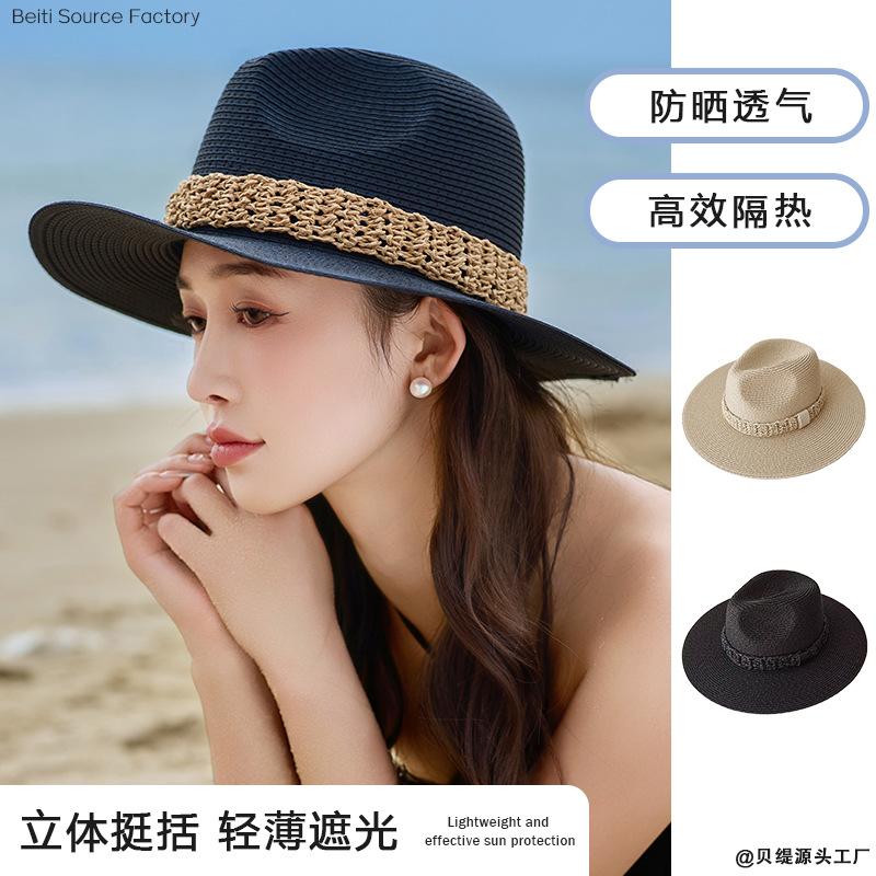 

Summer new hat women s sunscreen straw hat summer outdoor travel sun hat casual sun hat One Size