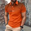 Stylish Polka Dot Short Sleeve Polo Shirt with 'KING' Print, Casual Fashion Top