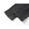Men's Black Washed Distressed Straight Leg Jeans, Ripped Patchwork Denim Pants