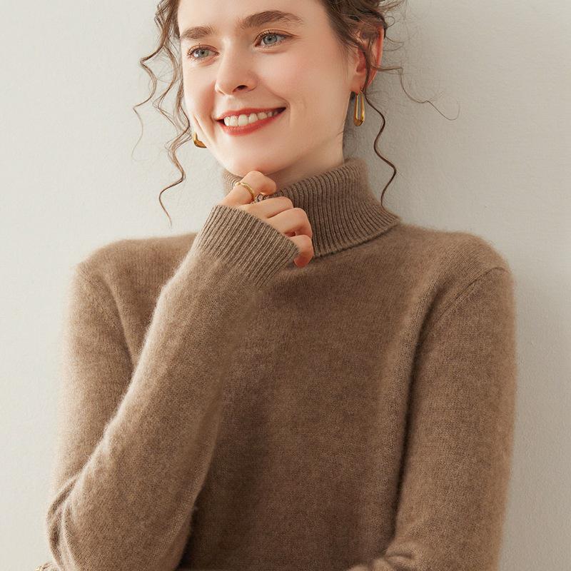 Women's Half-High Collar Cashmere Pullover: Warm, Slimming Knitwear for Autumn & Winter