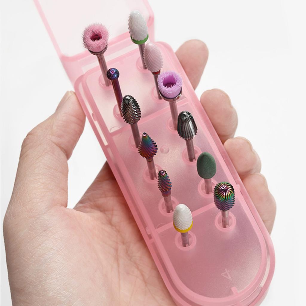 Nail Drill Bit Holder 12 Holes Drill Bits Stand Display Organizer Nail Drill Storage Box Nail Drill Holder for Salon