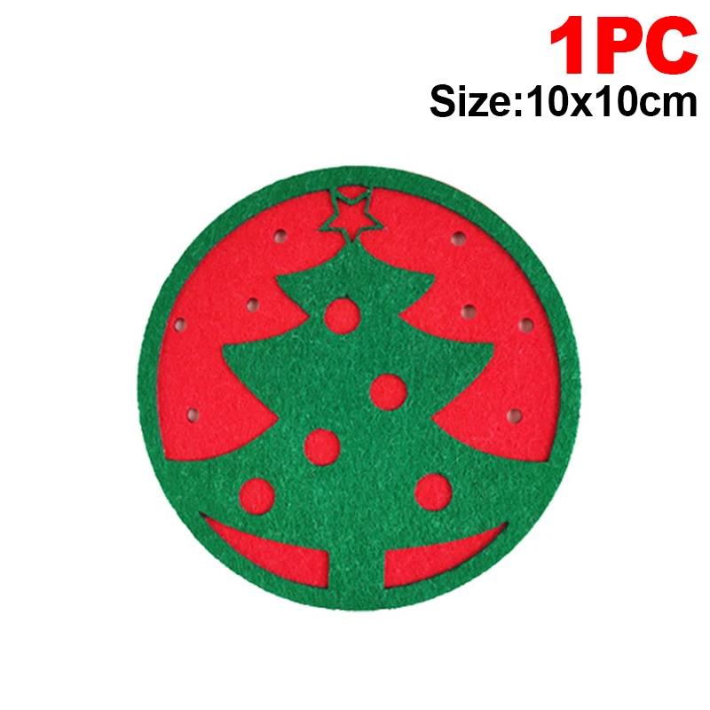 

1-10PCS Circular Christmas Coaster Felt Cup Mat Shape of Snowflake Christmas Tree X-mas Party Decoration Table Accessories Pads 10x10cm