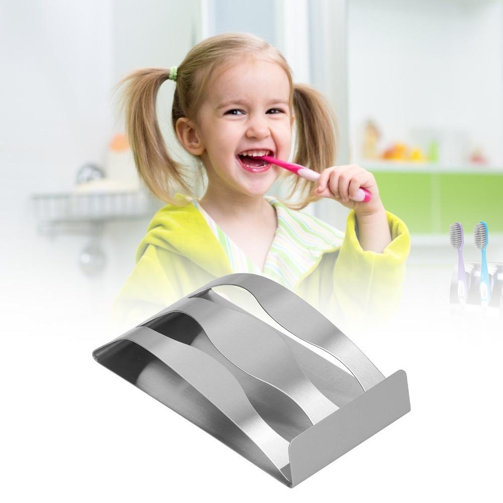 

Punch-Free Toothbrush Holder Stainless Steel Razor stand Toothbrush Organizer Tile Glass Mirror Double Holes