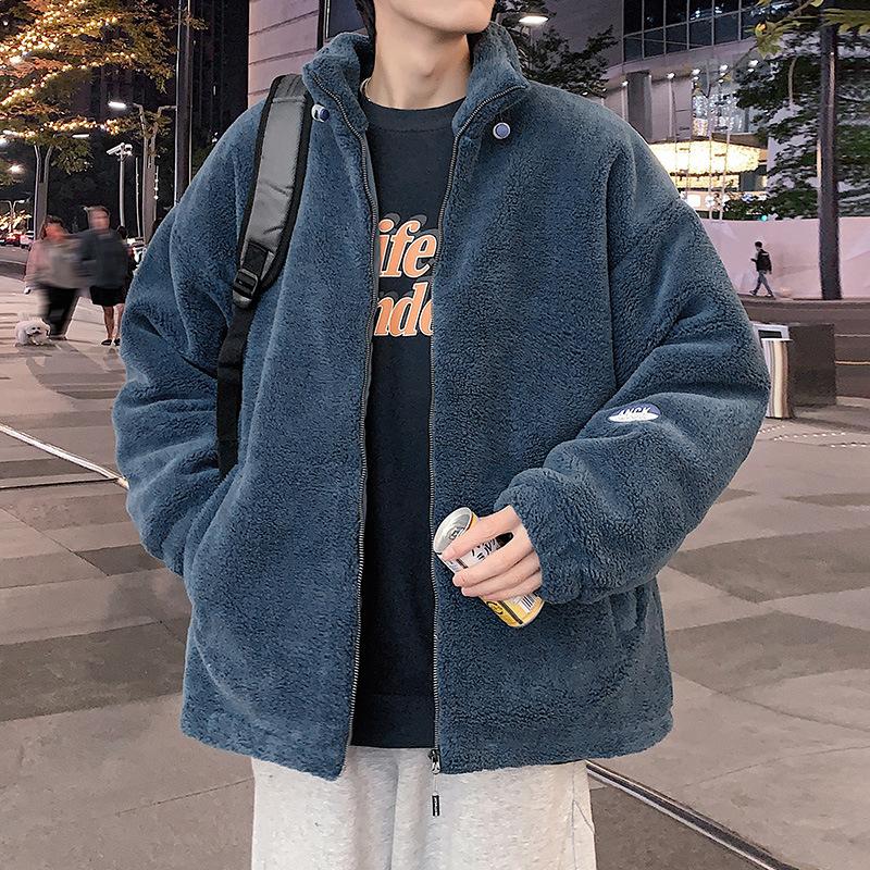 

Новое зимнее пальто из хлопка и овечьего бархата для мужчин, свободная и модная куртка в гонконгском стиле, мужское пальто из хлопка с воротником-стойкой и завязками на шнурке L