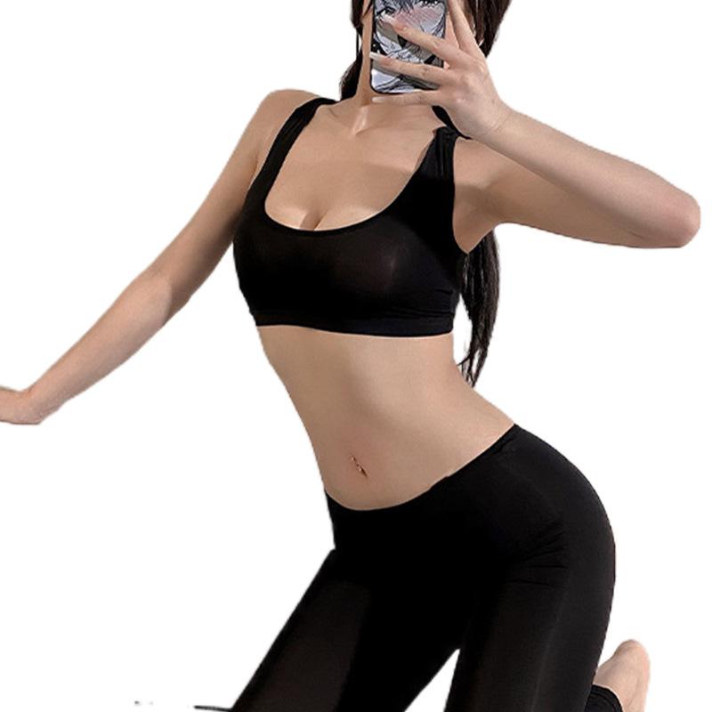 Fato de Yoga Sexy para Nádegas Paixão Selvagem Lingerie Sexo Livre Uniforme Zíper Aberto Uniforme Sexy