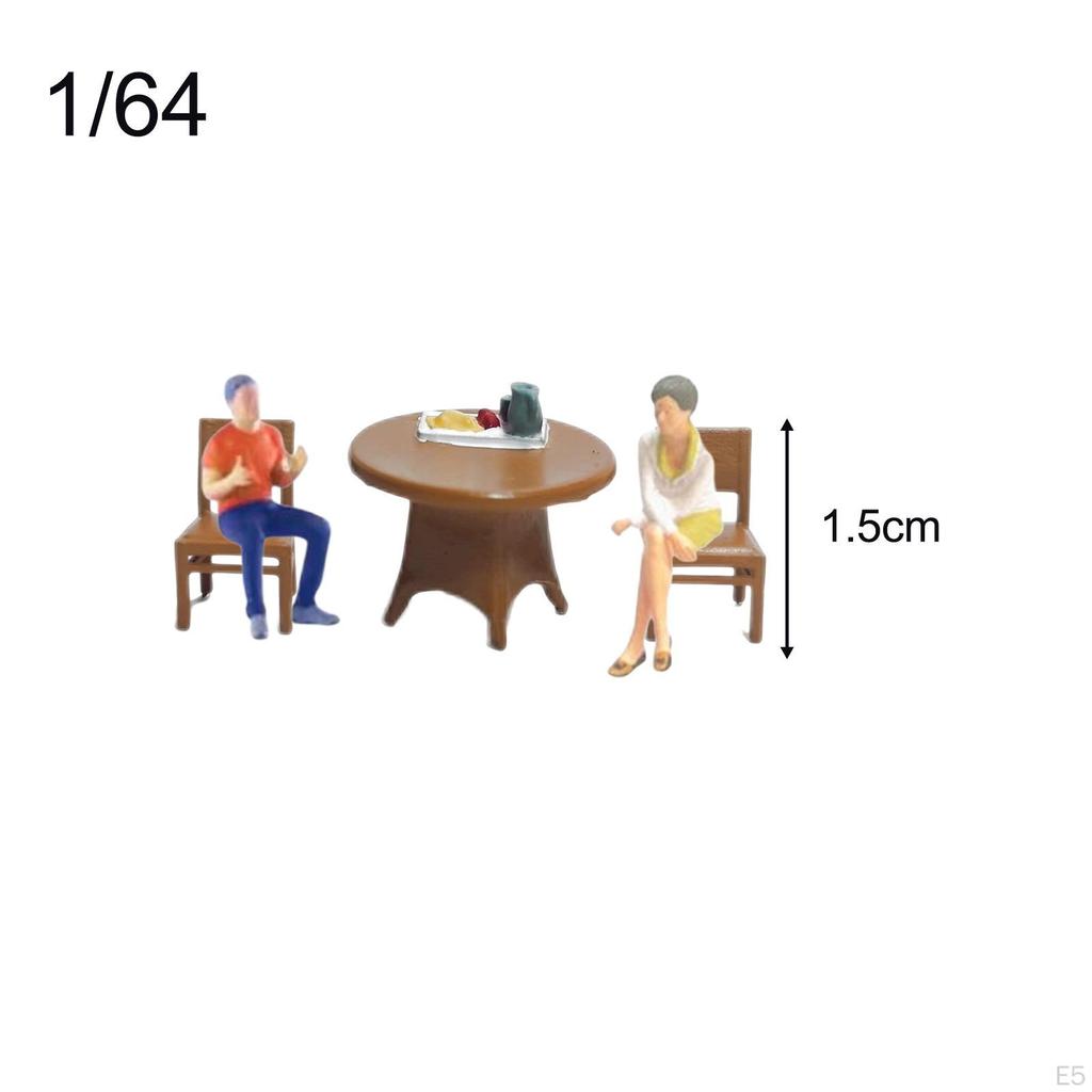 1/64 Men and Women Chatting Model People Figurines Chair Table Tiny for Diorama