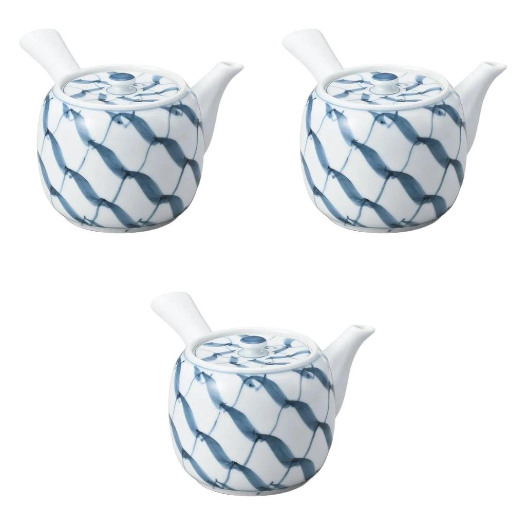 Set of 3 Kyoto Ami Medium Teapots x 9cm Teapots Setomonohonpo [10 (400cc)] Arita-yaki Hasami-yaki
