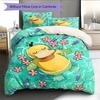 Biancheria da letto con motivo Psyduck Pokémon Decorazione per la casa Regalo di compleanno (1 * copripiumino + 2 * federa, senza nucleo)