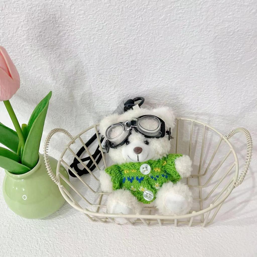 Kreslená klíčenka s pilotem pandou - Roztomilá plyšová hračka medvěd jako dárek pro studenty