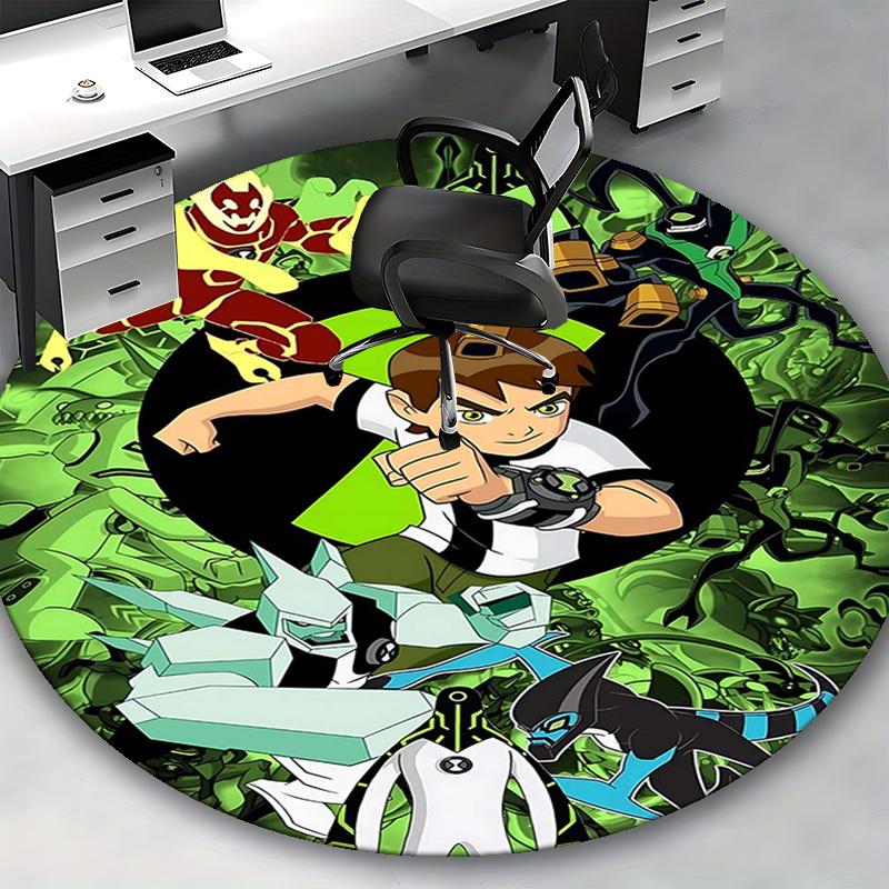 1pc Ben 10 Alien Force Round Carpet - Anime Design Office Chair Mat, Non-Slip Rug for Home Decor, Living Room, Bedroom, Game Room