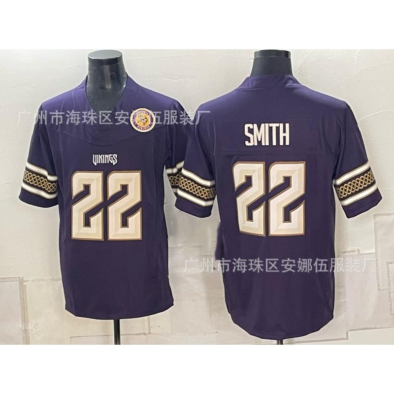 2026 Vikings Fotbalový dres 22 18 Krátký rukáv Vyšívaný Tým Sportovní košile
