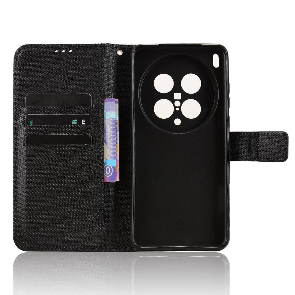 For Vivo X200 Ultra 5G Leather Wallet Case with Strap Diamond Texture Phone Cover
