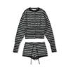 European & American Style 2025 Striped Cardigan Sweater & Shorts Set