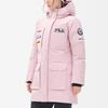 Fila Solid Color Letter Embroidery Hooded Windproof Warm Goose Down Mid-Length Down Jacket Women Outerwear Tea-Plum-Pink A11W246910F-PK
