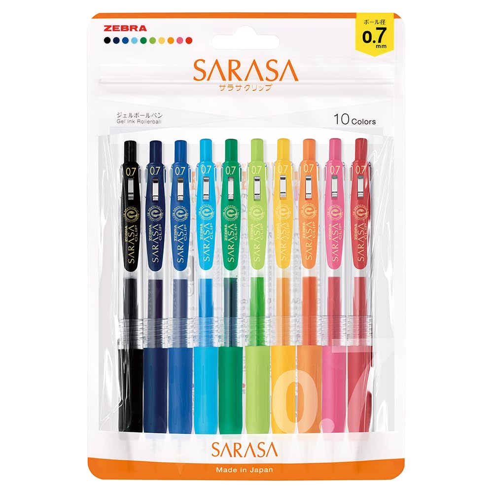 Zebra Gel Ballpoint Pen Sarasa Clip 0.7mm 10 Color Set N JJB15-10C-N