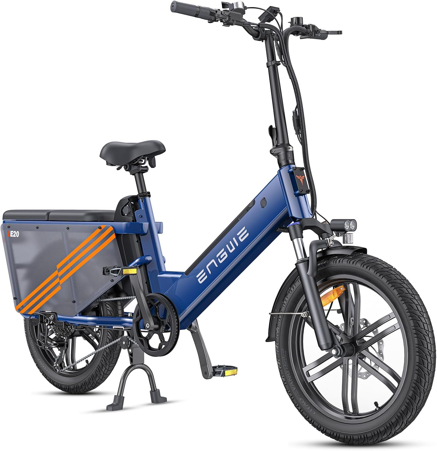 Engwe LE20 Step-Thru Cargo Ebike 250W Mid-drive Sensore di coppia 20'' bici elettrica 19.2AH blu