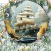 Vintage Round Tin Sign Stormy Seas Nautical Decor 8x8 Inch Rustic Metal Ship Wall Art For Home Retro Sailboat