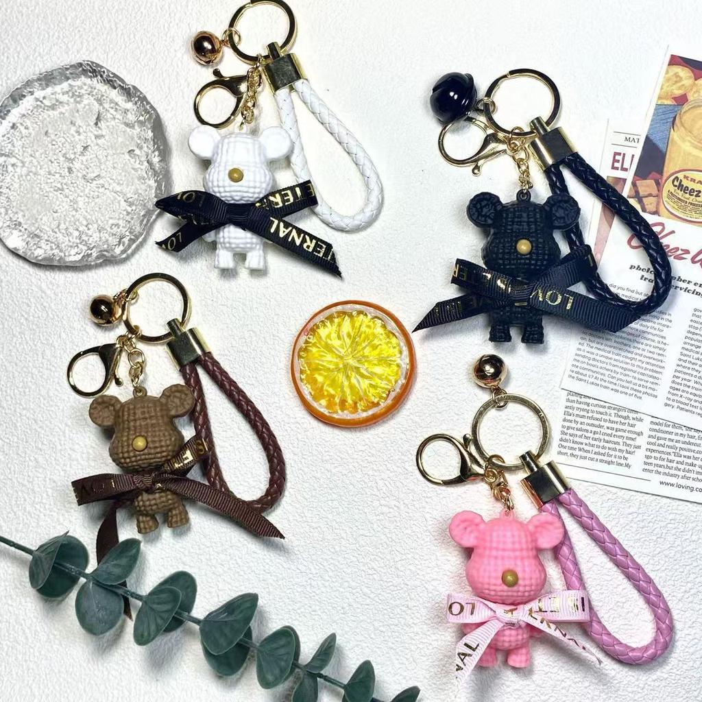 Trendy Woolen Bear 3D Keychain Pendant for Girls' Schoolbags & Backpacks
