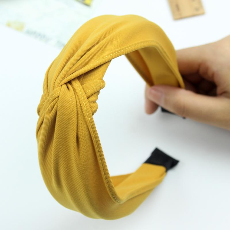 Hoge Kwaliteit Effen Stof Handgemaakte Kruis Geknoopte Haarband Met Brede Rand Hoofdband Voor Vrouwen Kruis Knoop Haaraccessoires
