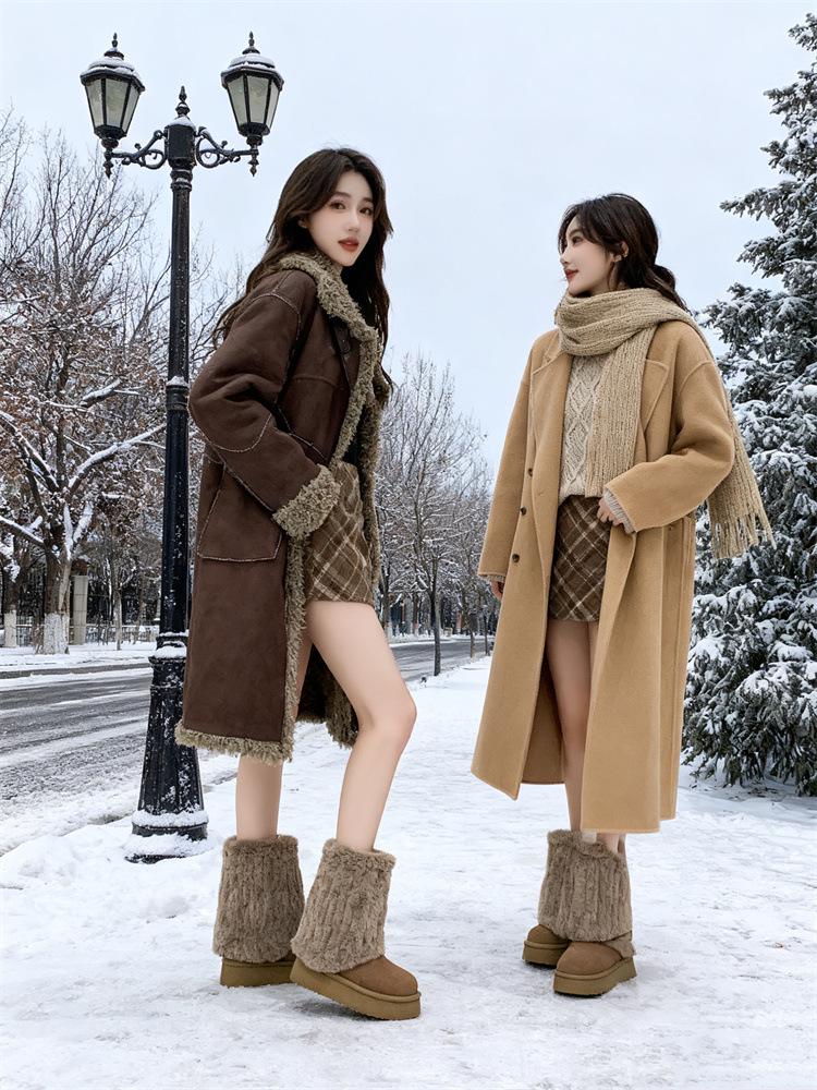 Women's 2025 Fluffy Fur Mid-Calf Snow Boots - Thick-Soled, Plush Velvet Lined, Winter Fashion.