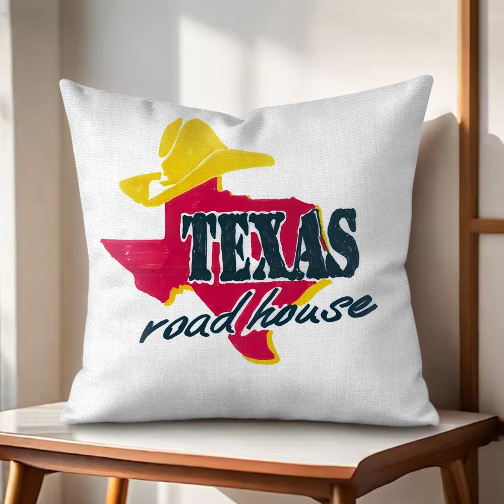 T-Texas Roadhouse Cushion Cover Natural Linen Organic Fabric Double-Sided Printing Couch Pillow Covers Home Decor