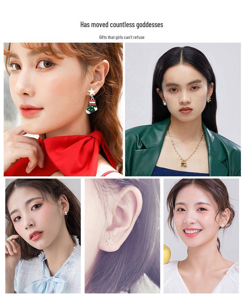 S925 Silber Schneeflocken Ohrring Set: Elegantes einwöchiges Geschenk für Freundin