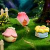 Mini-Feeengartenhaus Figur, Niedliches Sonnenblumen-/Tulpen-/Prunkwinden-/Maiglöckchen-Mini-Harzhaus für DIY-Mikrolandschaft, Bonsai, Terrarium