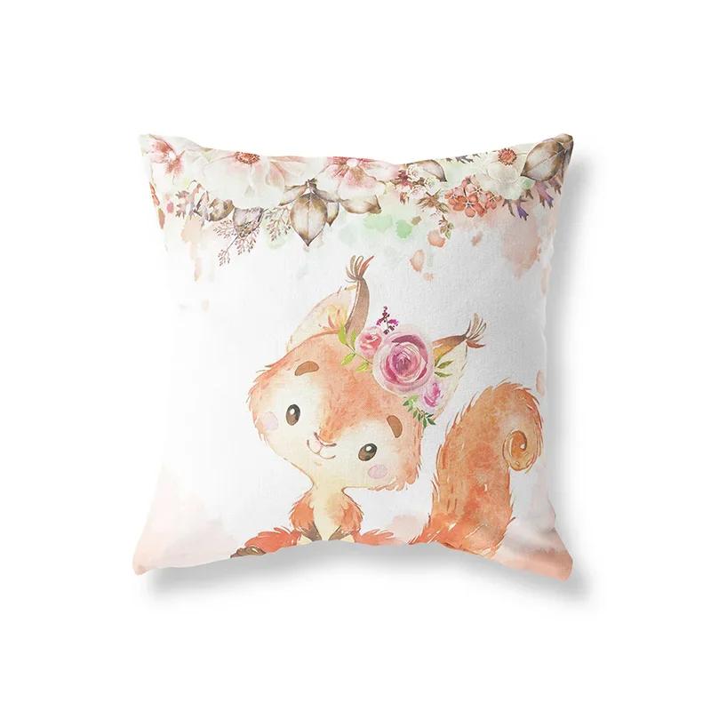 Cute Rabbit Giraffe Animals Children Room Decor Polyester  Cushion Cover Sofa Pillow  Home Decoration Throw Pillowcase