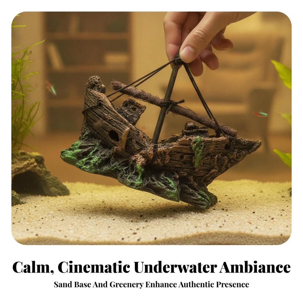 Shipwreck Aquarium Ornament Detailed Decoration