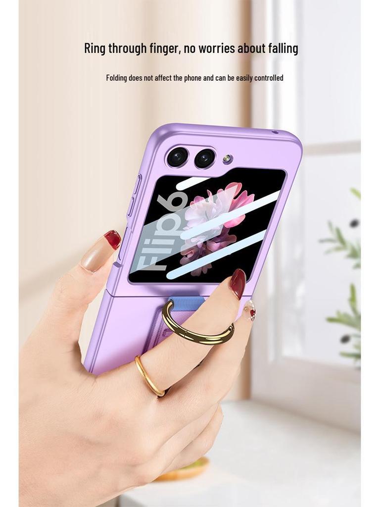 Samsung Flip6 Case: Ultra-Thin, Drop-Proof with Finger Ring & Wrist Strap