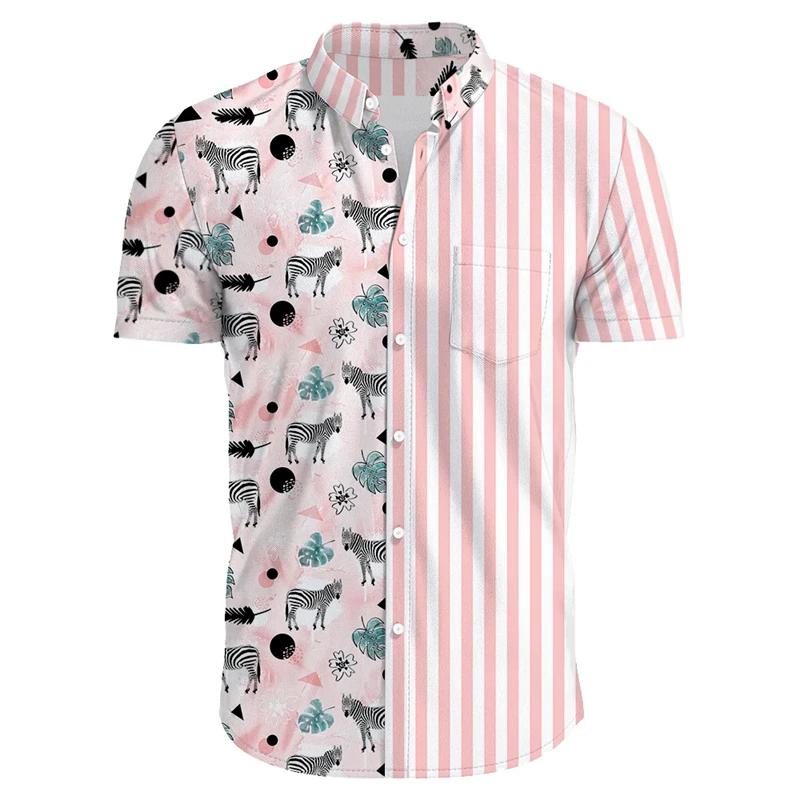 Camisa Hawaiana de Manga Corta para Hombre Estampado de Vacaciones en la Playa 100% Poliéster