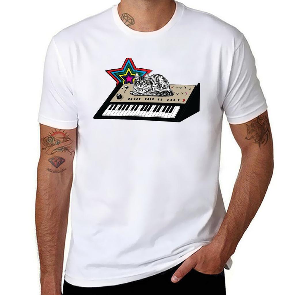 Synth Cat TShirt Plus Size Workout Short Sleeve Top