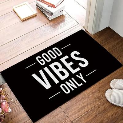 Positive Quote Door Mat Good Vibes Only Design Colorful Home Decor Rug Waterproof Non Slip Welcome Mat for Entryway Living Room