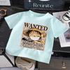 One Piece Luffy Wanted Poster Kids TShirt Cute Cartoon Graphic Tee for Boys Girls Soft Cotton Short Sleeve TShirt for Casual