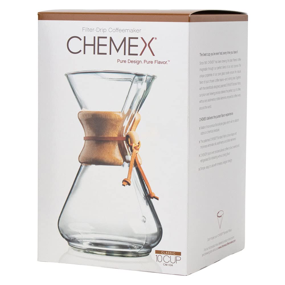 Chemex Machine-Made Coffee Maker, 10-Cup, Drip Style, CM-10A, Classic Series Coffee Makers [Parallel Import]