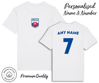 Słowacja Flaga T-Shirt 2024 Personalizowane Imię i Nr Dorosły Dzieci Niemowlę, Piłka Nożna Euro