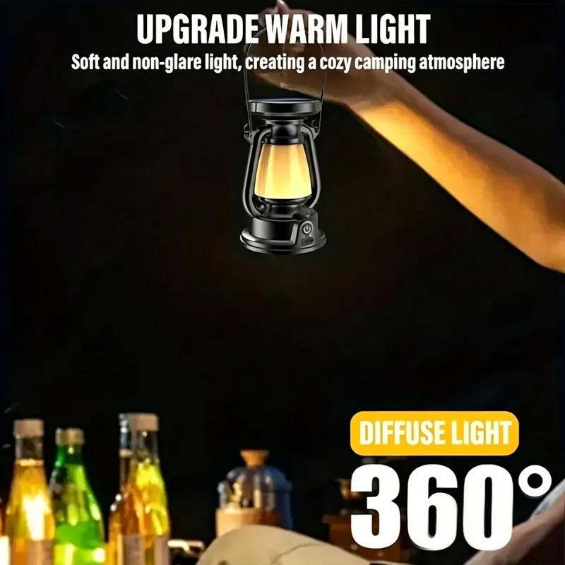 USB Rechargeable Camping Lantern Portable Hanging Tent Light Solar Charging 3000-5000K Stepless Dimming Outdoor Lamp