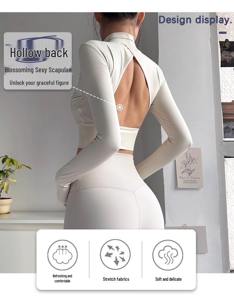 Women's Slimming High-Neck Yoga Suit with Chest Pad - Long Sleeve for Running & Pilates