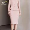 AD Winter Damen High-End Pink Wollmischung Blazer & Hosen Set - Elegantes Professionelles Outfit